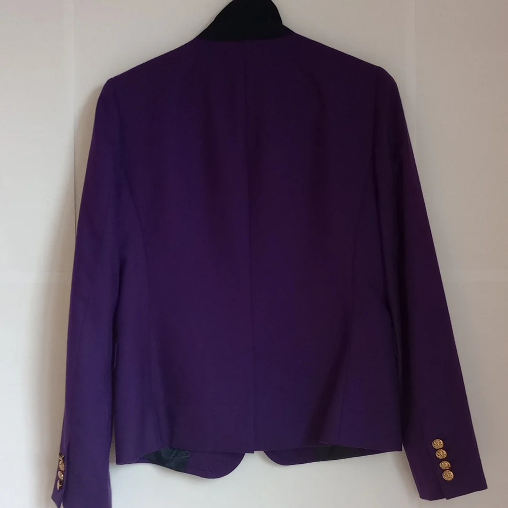 JCREW Royal Purple New Schoolboy Wool Blazer with Brass Buttons 4 Longer Length - Picture 9 of 13